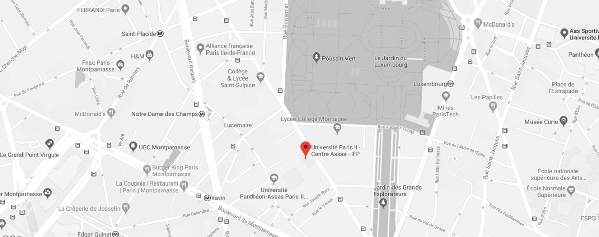 Plan de situation du centre Assas en noir et blanc